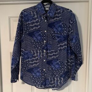 Express Blue Floral Button Down Shirt